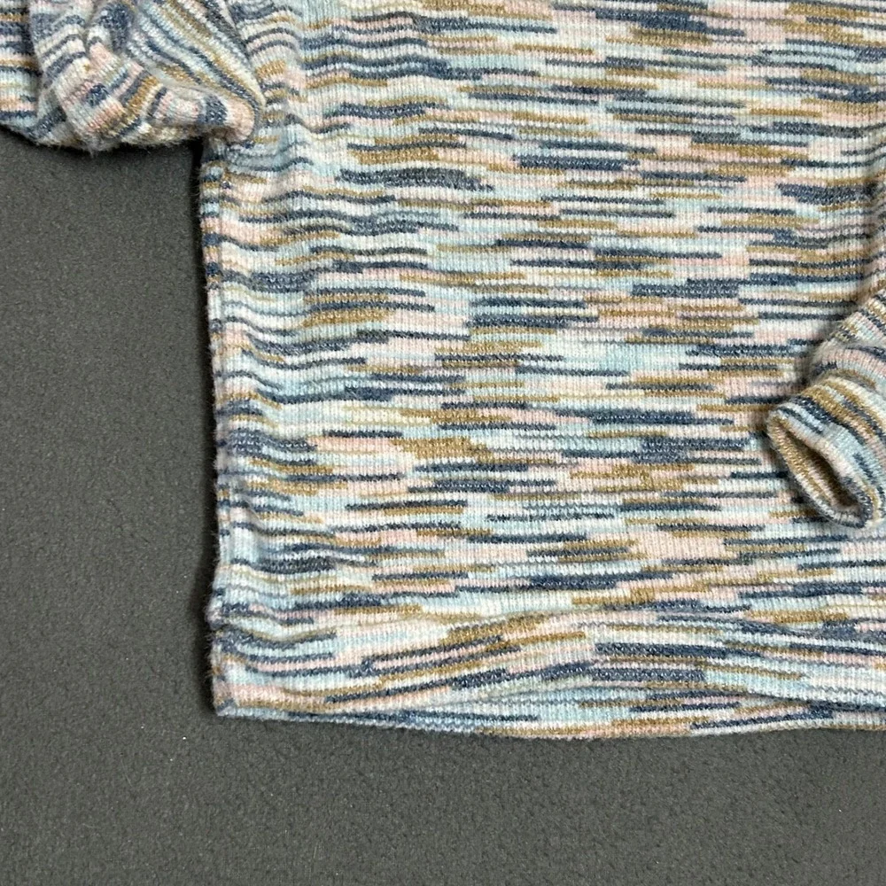 Old Navy Knit Top Kids 5T Blue Space Dye Mock Neck Long Sleeve Sweater
